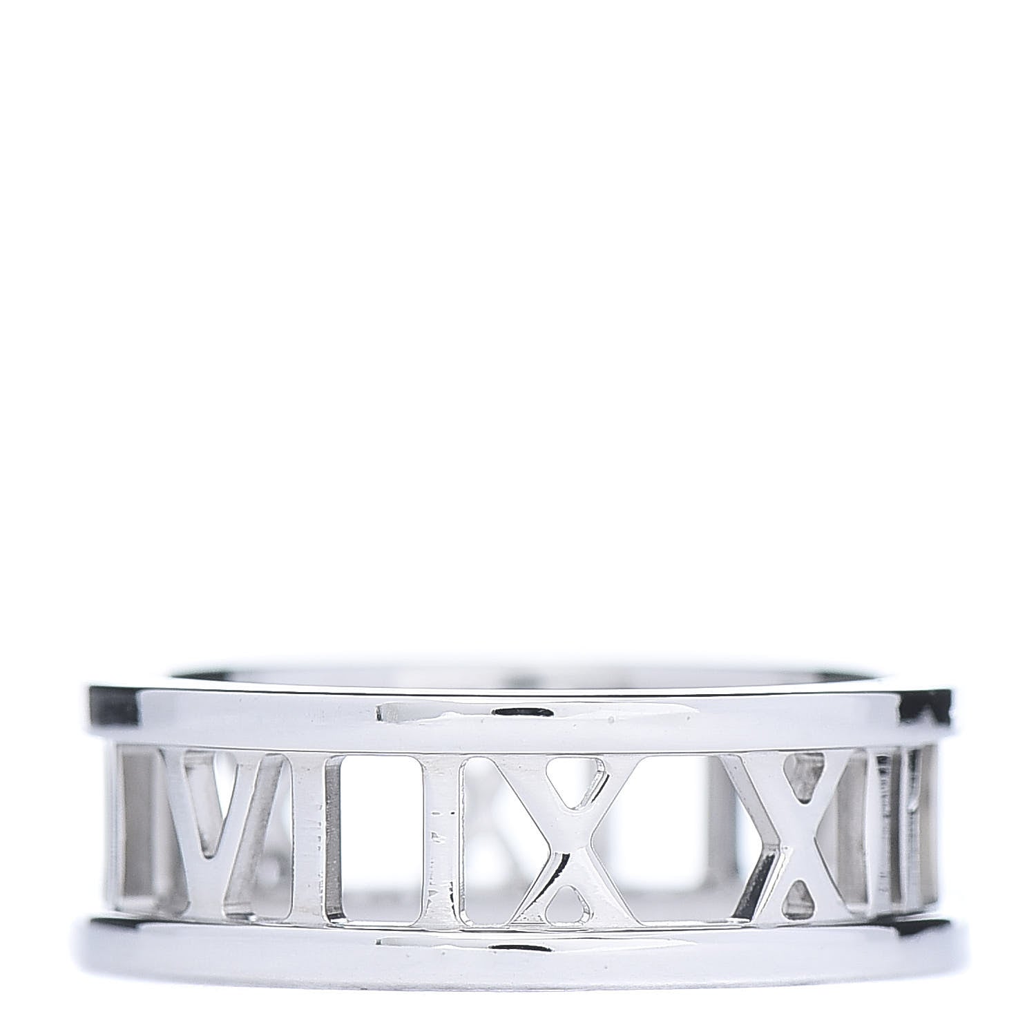 Tiffany 18K White Gold Atlas Open Ring 56 7.5 1 of 5