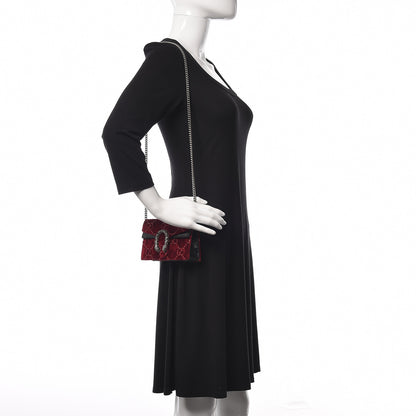 Gucci Velvet GG Monogram Super Mini Dionysus Shoulder Bag Red Cipria Black 2 of 11