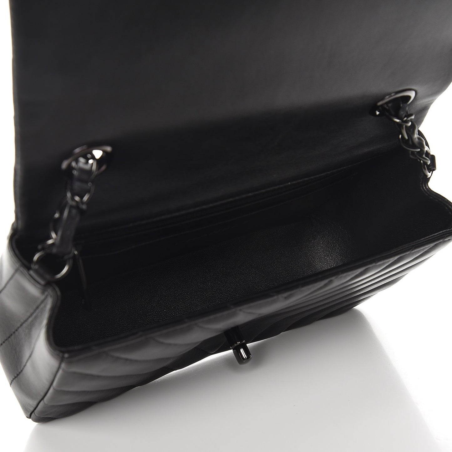Lambskin Chevron Quilted Mini Rectangular Flap So Black