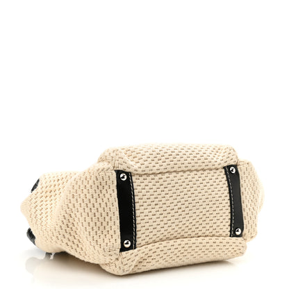 Chanel Canvas Woven Lambskin Lax Accordion Hobo Black 3 of 9