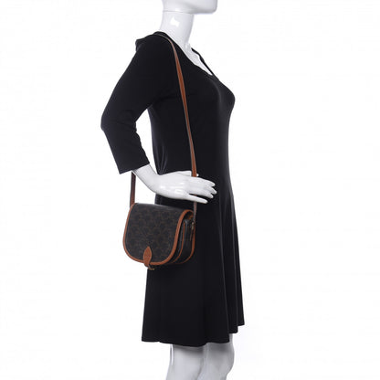 Celine Triomphe Canvas Medium Folco Bag Tan 2 of 10