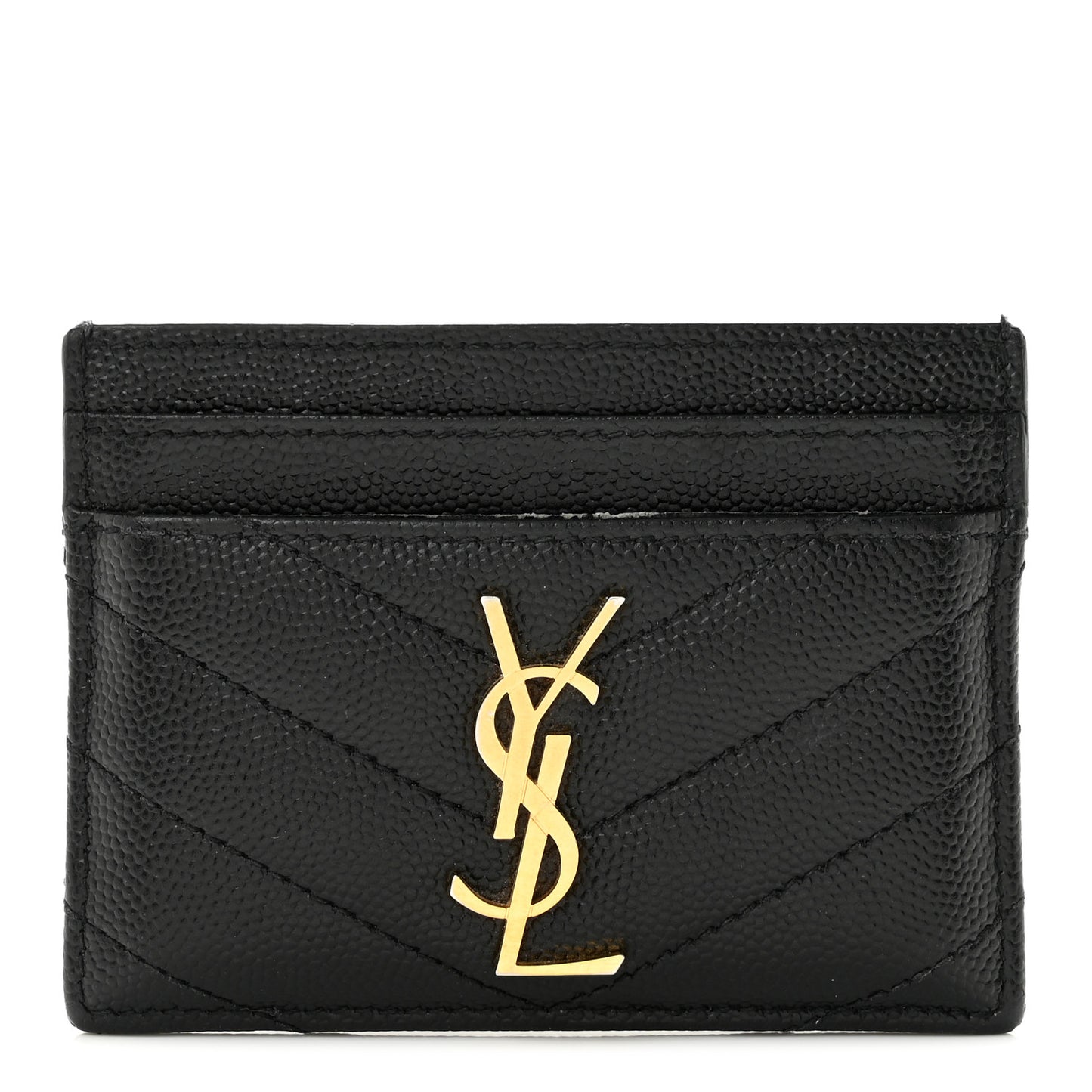 Grain De Poudre Matelasse Chevron Monogram Credit Card Case Black