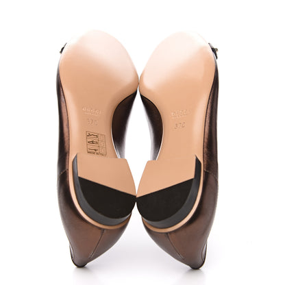 Gucci Metallic Calfskin Bamboo Ballet Flat 37 Bronze 5 of 10