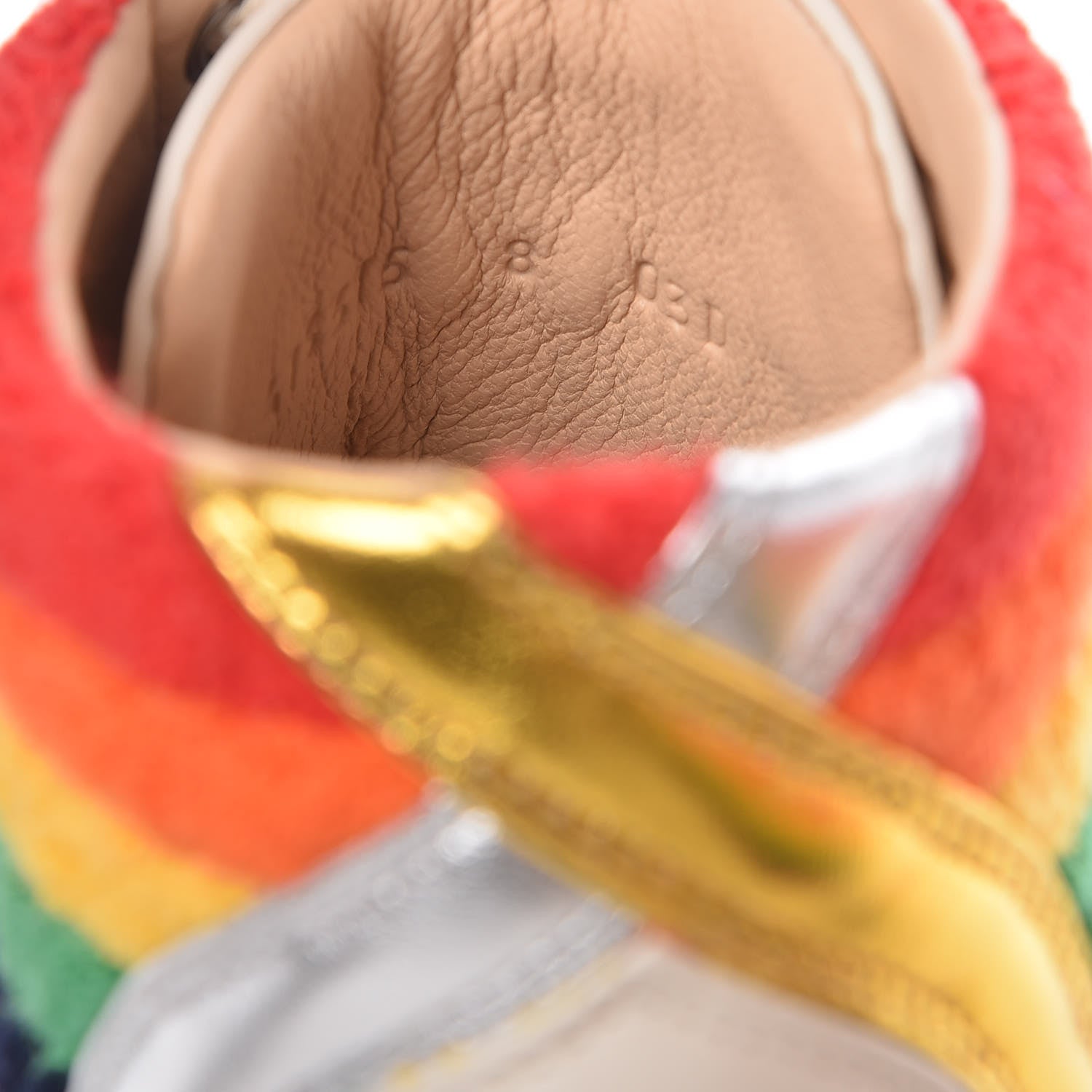 Gucci Calfskin Mens Bambi Rainbow High Top Sneakers 8 Mystic White 8 of 9