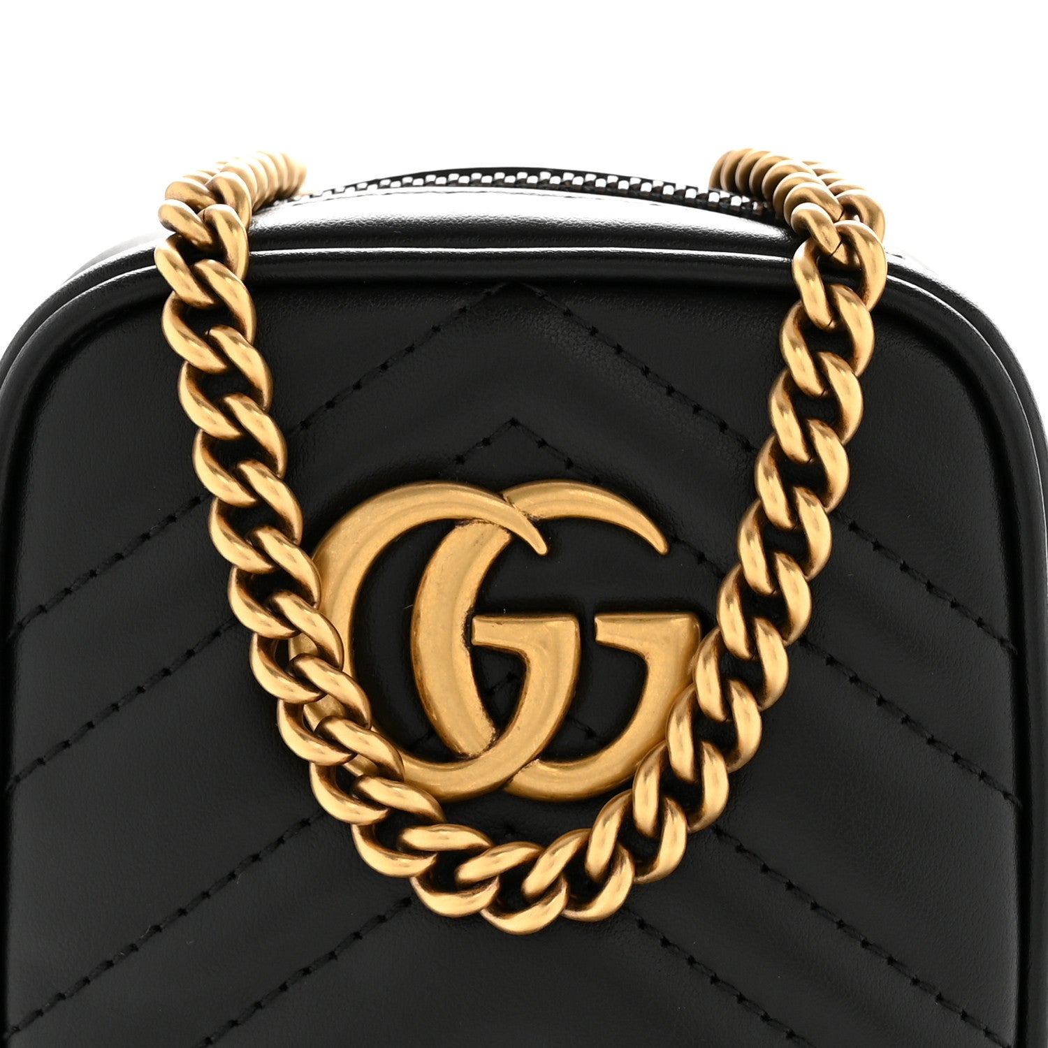 Gucci Calfskin Matelasse Mini GG Marmont Crossbody Bag Black 8 of 11
