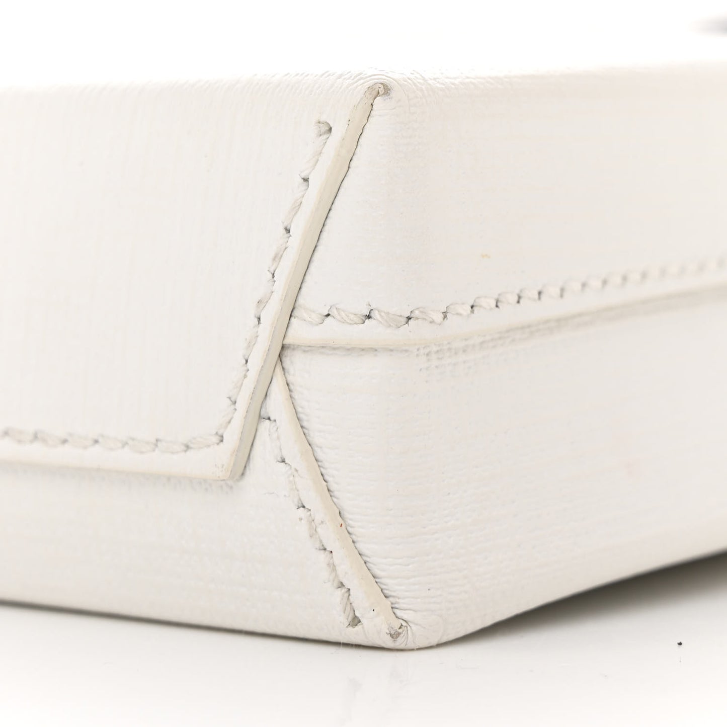 Squared Calfskin Logo Shopping Phone Holder Bag White