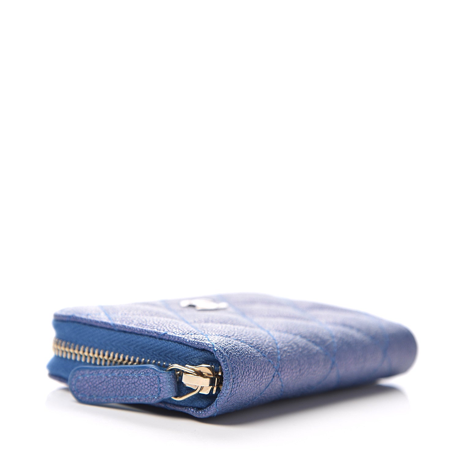 Chanel Iridescent Caviar Quilted Zip Around Coin Purse Dark Blue 3 of 6