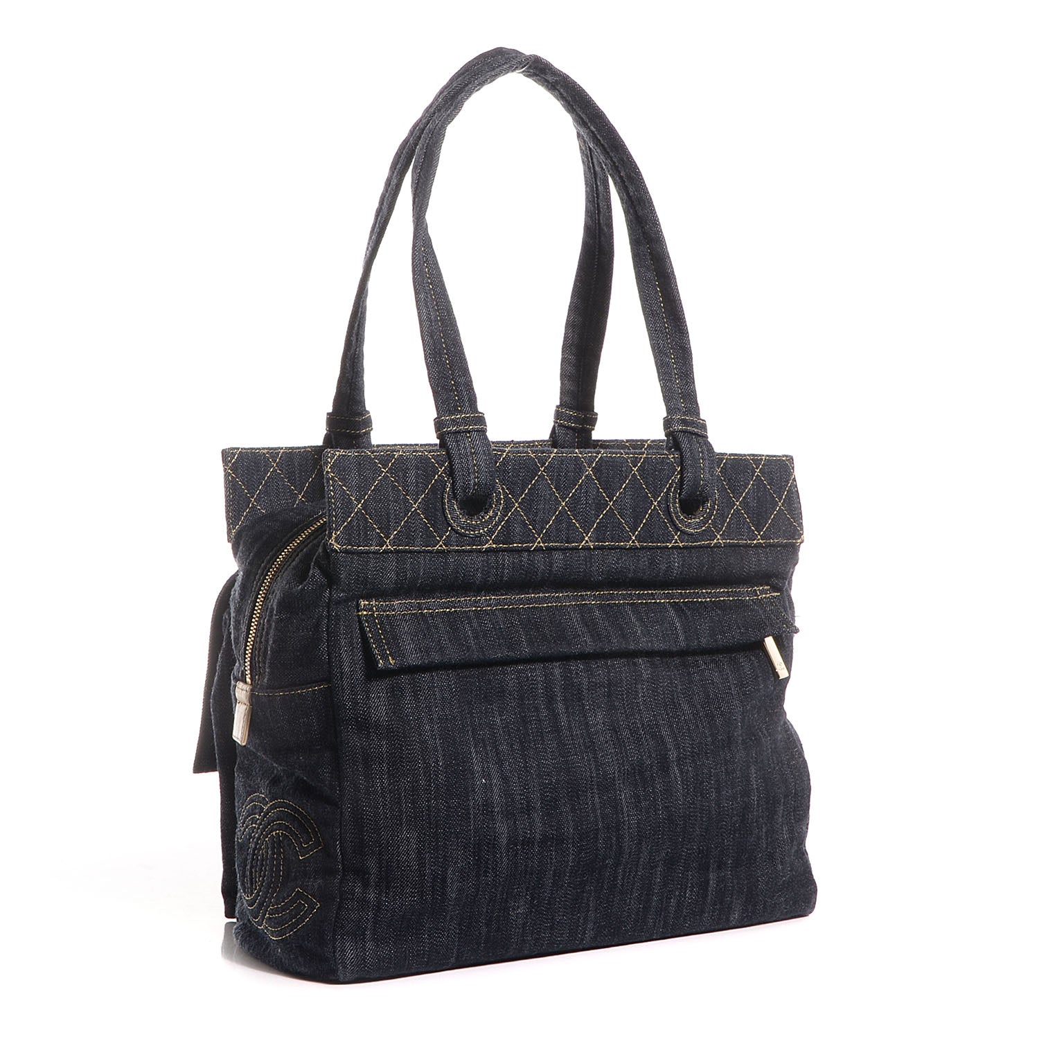 Chanel Denim CC Double Pocket Shoulder Bag Blue 3 of 7