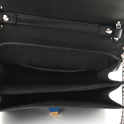 Fendi Vitello Liberty Fun Fair Embossed Scalloped Small Kan I Shoulder Bag Black Multicolor 5 of 10