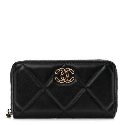 Chanel Lambskin Quilted 19 Long Zipped Around Wallet Black 1 of 11