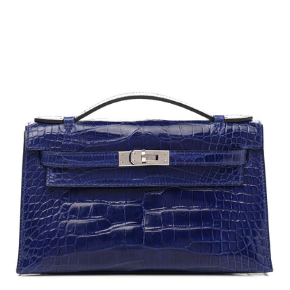 Hermes Shiny Alligator Kelly Pochette Bleu Electrique 1 of 16