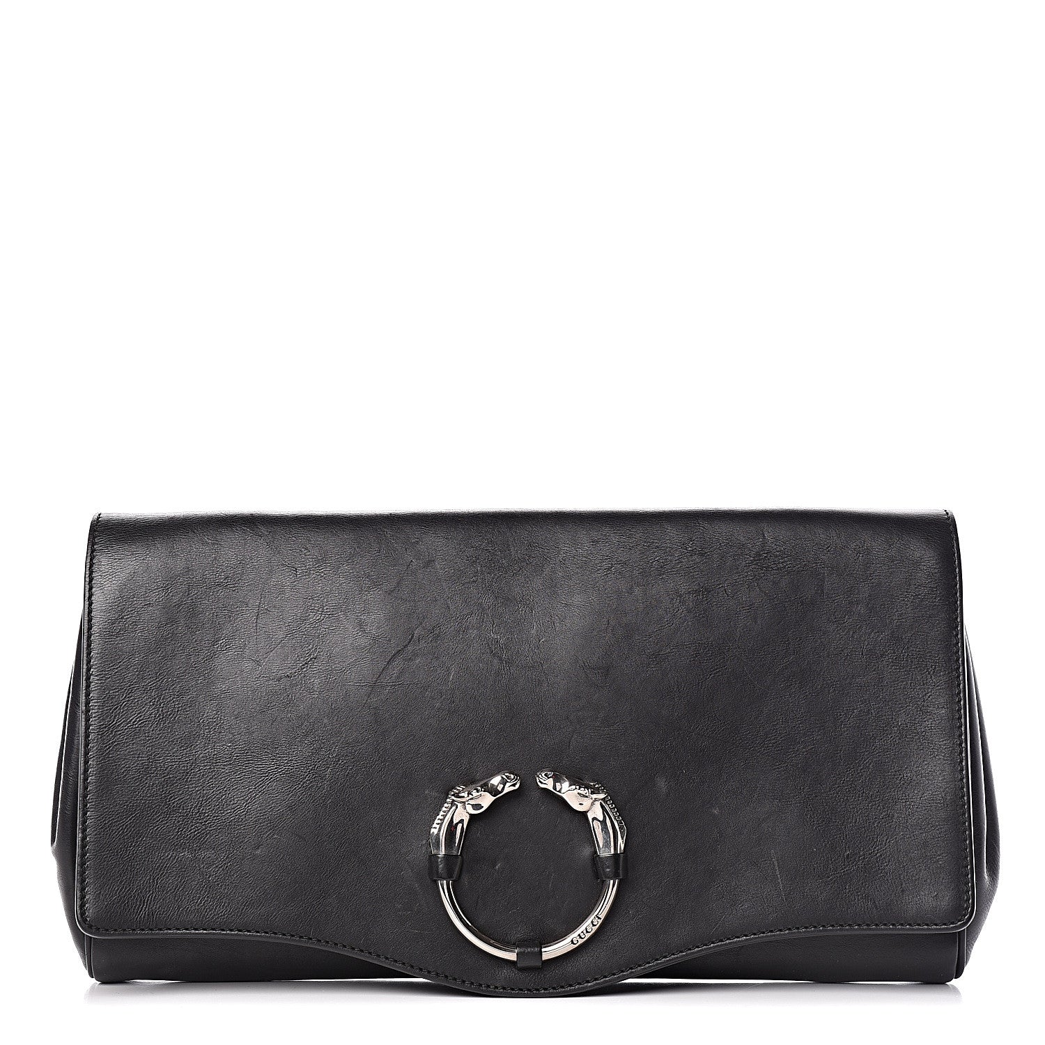 Gucci Calfskin Ribot Horse-Heads Clutch Black 1 of 18