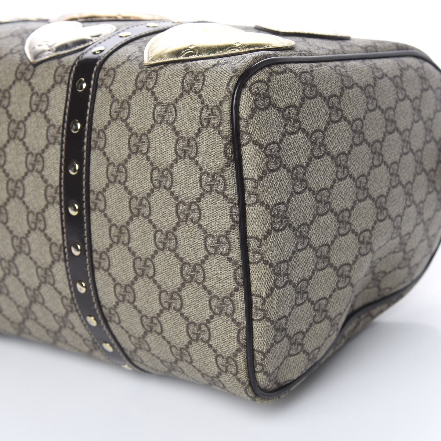 Monogram Guccissima Hearts Studded Medium Joy Boston Dark Brown