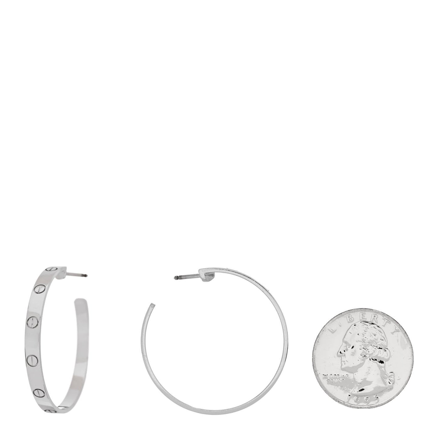 18K White Gold Large LOVE Hoop Earrings