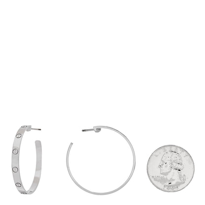 Cartier 18K White Gold Large LOVE Hoop Earrings 2 of 4