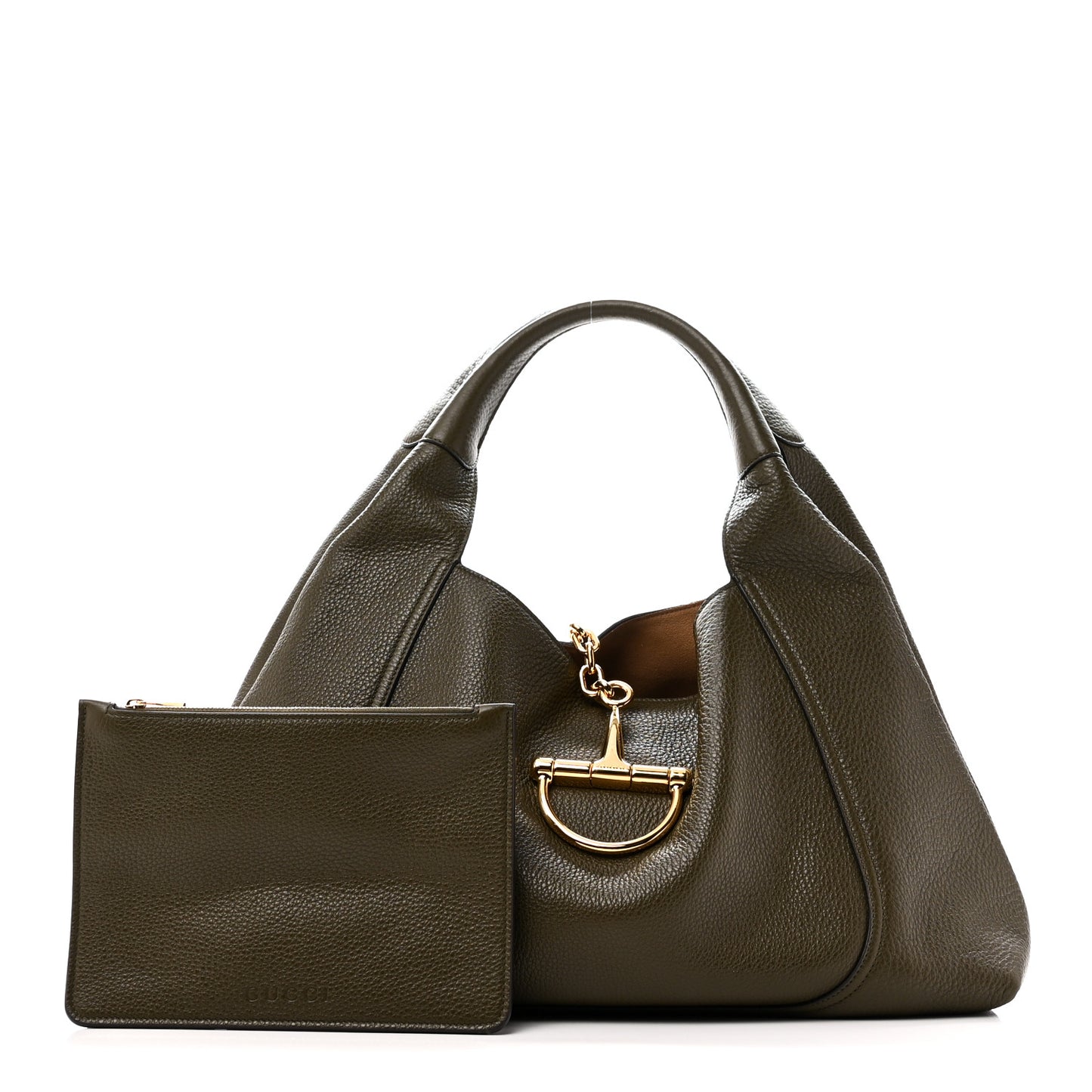 Grained Calfskin Softbit Maxi Shoulder Bag Forest Green