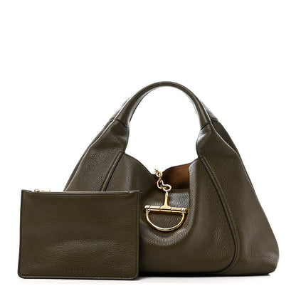 Gucci Grained Calfskin Softbit Maxi Shoulder Bag Forest Green 3 of 11