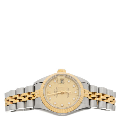 Rolex Stainless Steel 18K Yellow Gold Diamond 26mm Oyster Perpetual Datejust Watch Champagne 69173 2 of 4