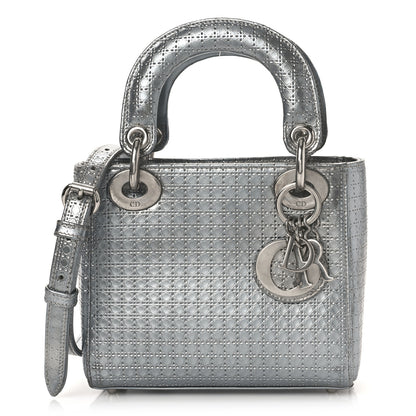 Christian Dior Metallic Patent Micro-Cannage Mini Lady Dior Silver 1 of 9