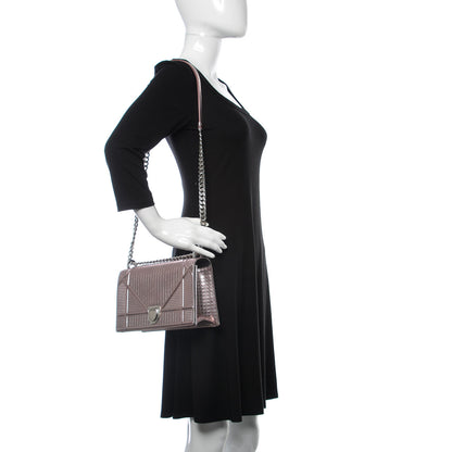 Christian Dior Metallic Patent Micro-Cannage Medium Diorama Flap Bag Pink 2 of 8