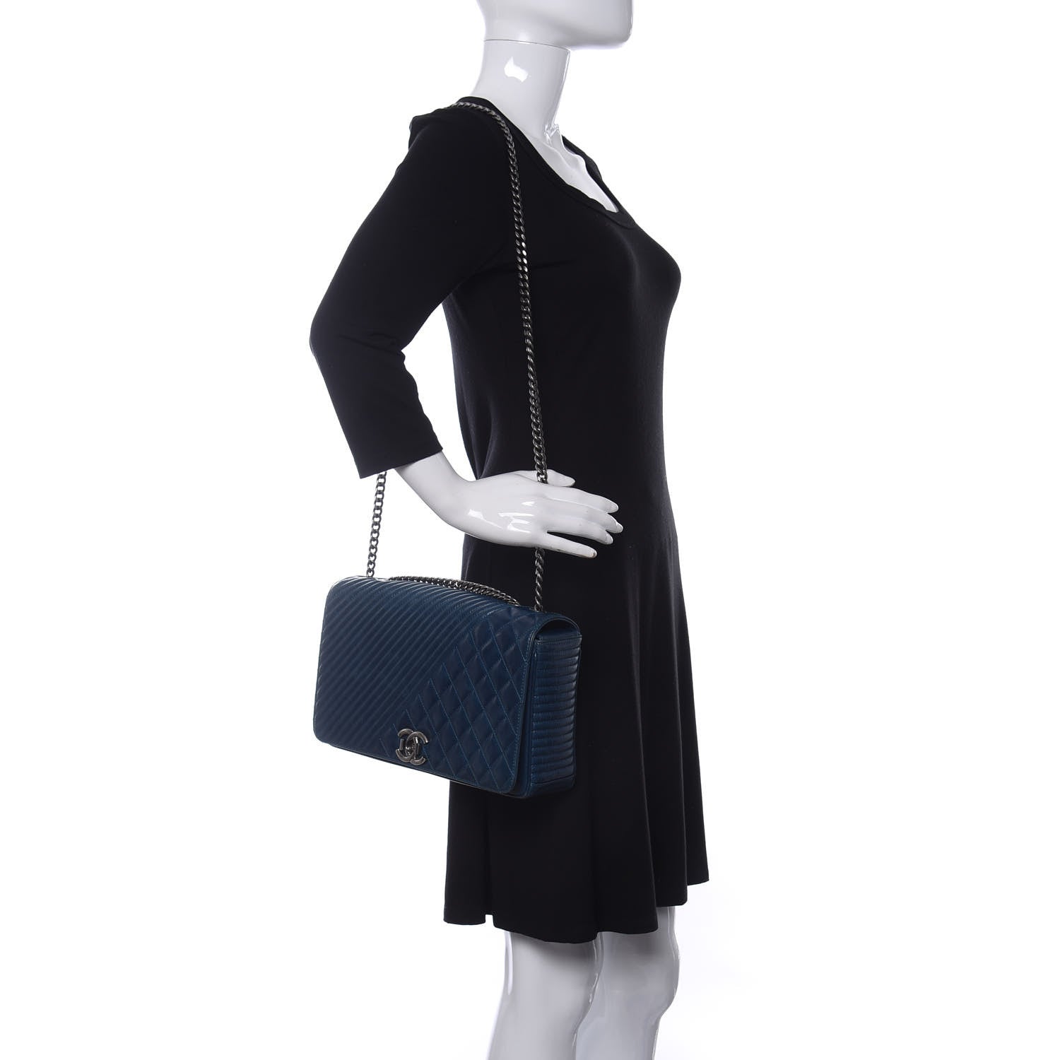 Chanel Glazed Calfskin Quilted Large Coco Boy Flap Blue 2 of 11