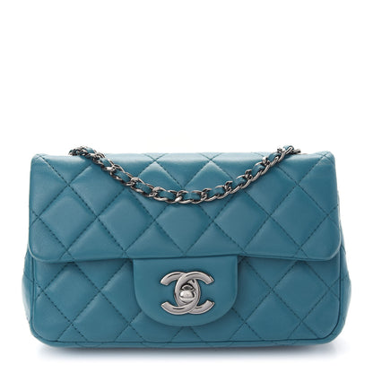 Chanel Lambskin Quilted Extra Mini Rectangular Flap Turquoise 1 of 8