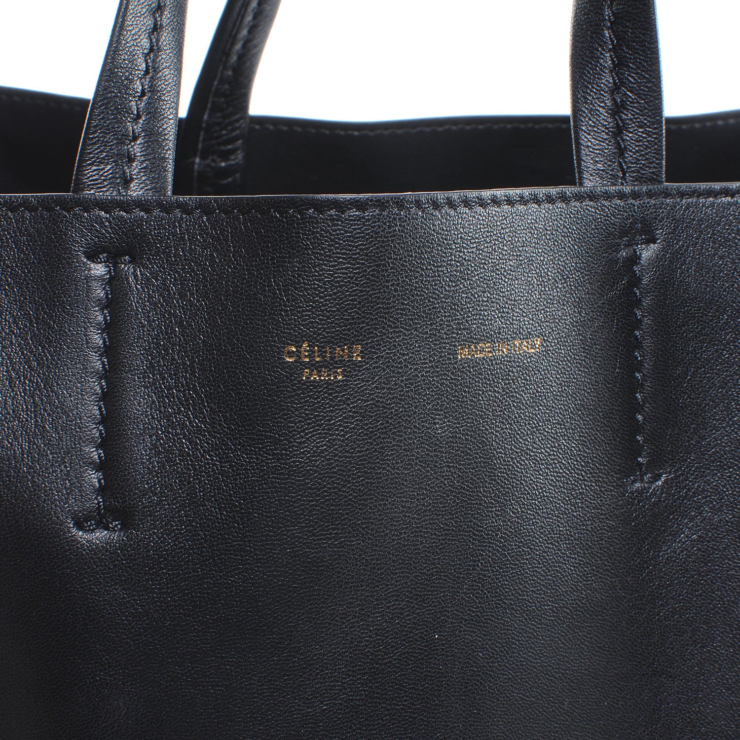 Celine Lambskin Vertical Zip Gusset Cabas Black White 5 of 9