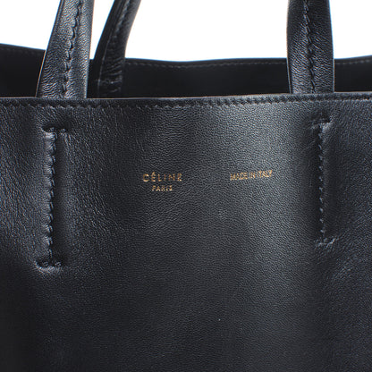 Celine Lambskin Vertical Zip Gusset Cabas Black White 5 of 9