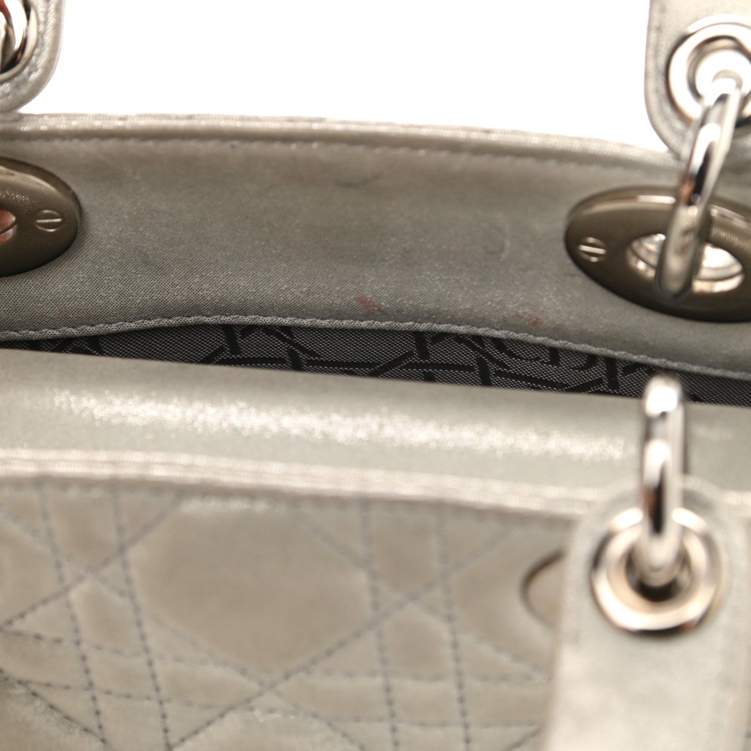 Christian Dior Metallic Nubuck Cannage Mini Lady Dior Silver 12 of 14