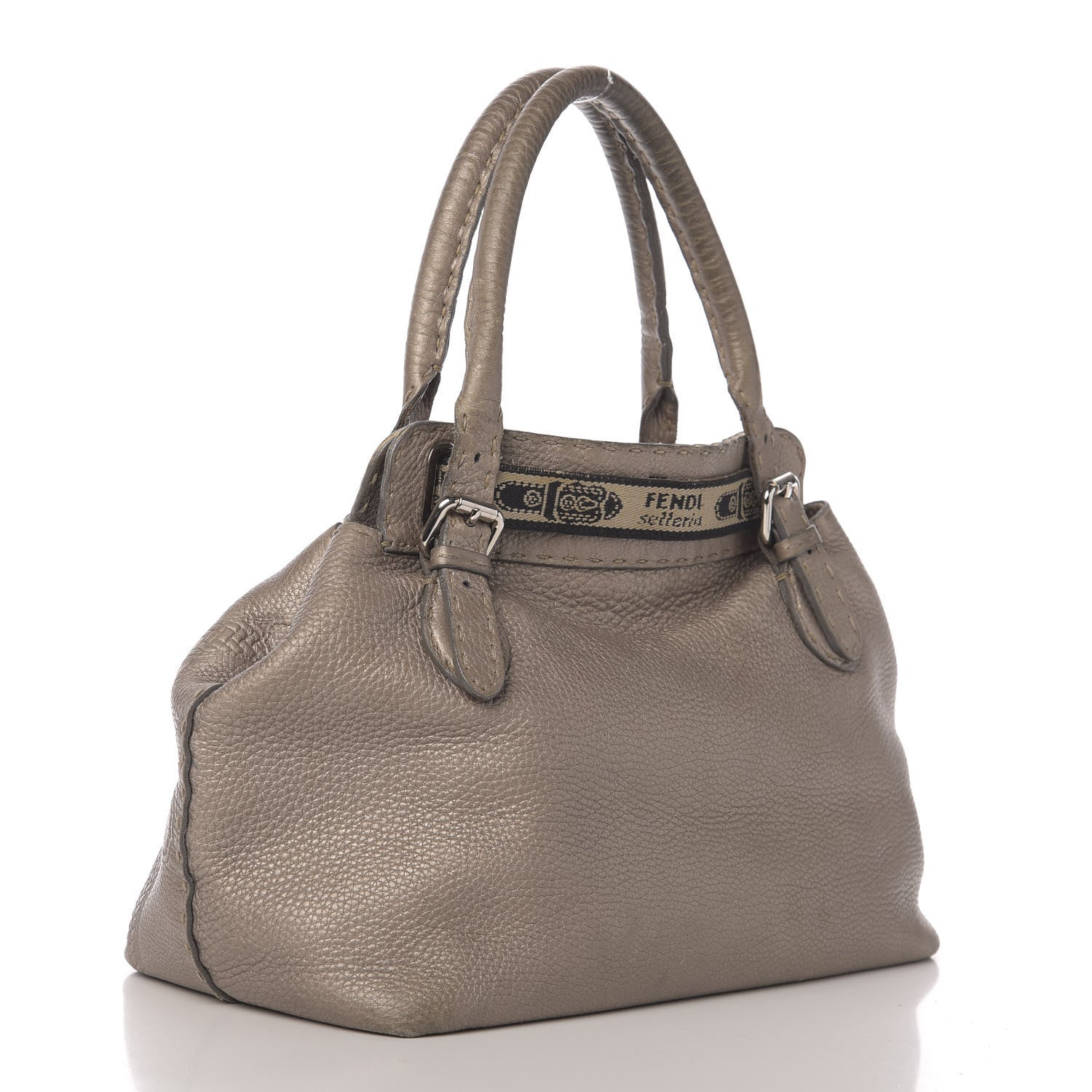 Fendi Cuoio Romano Selleria Small Villa Borghese Tote Peltro 3 of 19