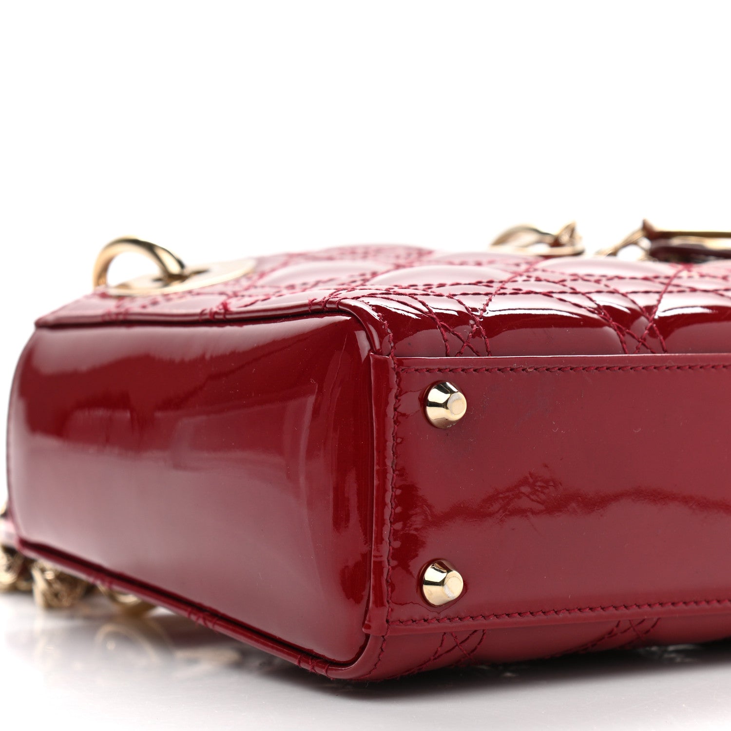Christian Dior Patent Cannage Mini Lady Dior Red 10 of 13