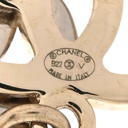 Chanel Crystal Pearl Double CC Drop Earrings Gold Silver 4 of 5