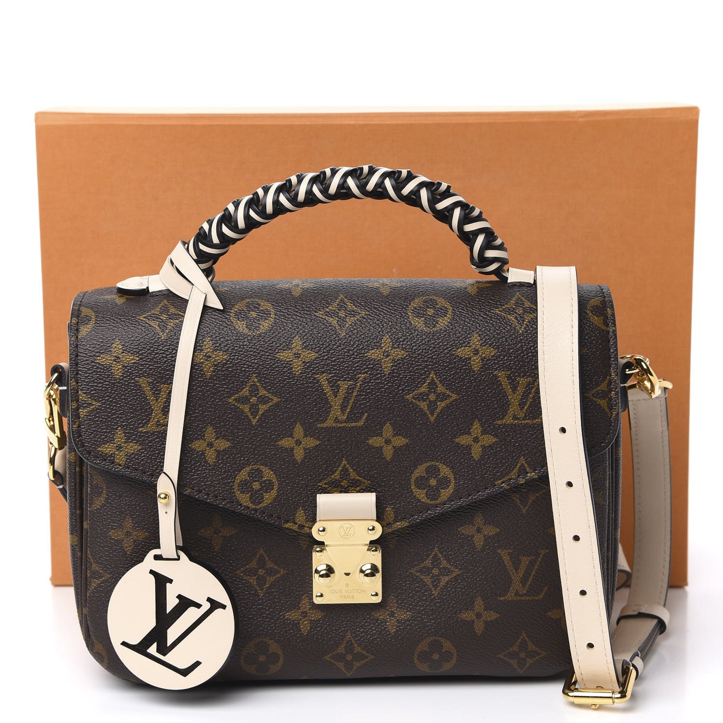 Monogram Braided Pochette Metis Creme Beige
