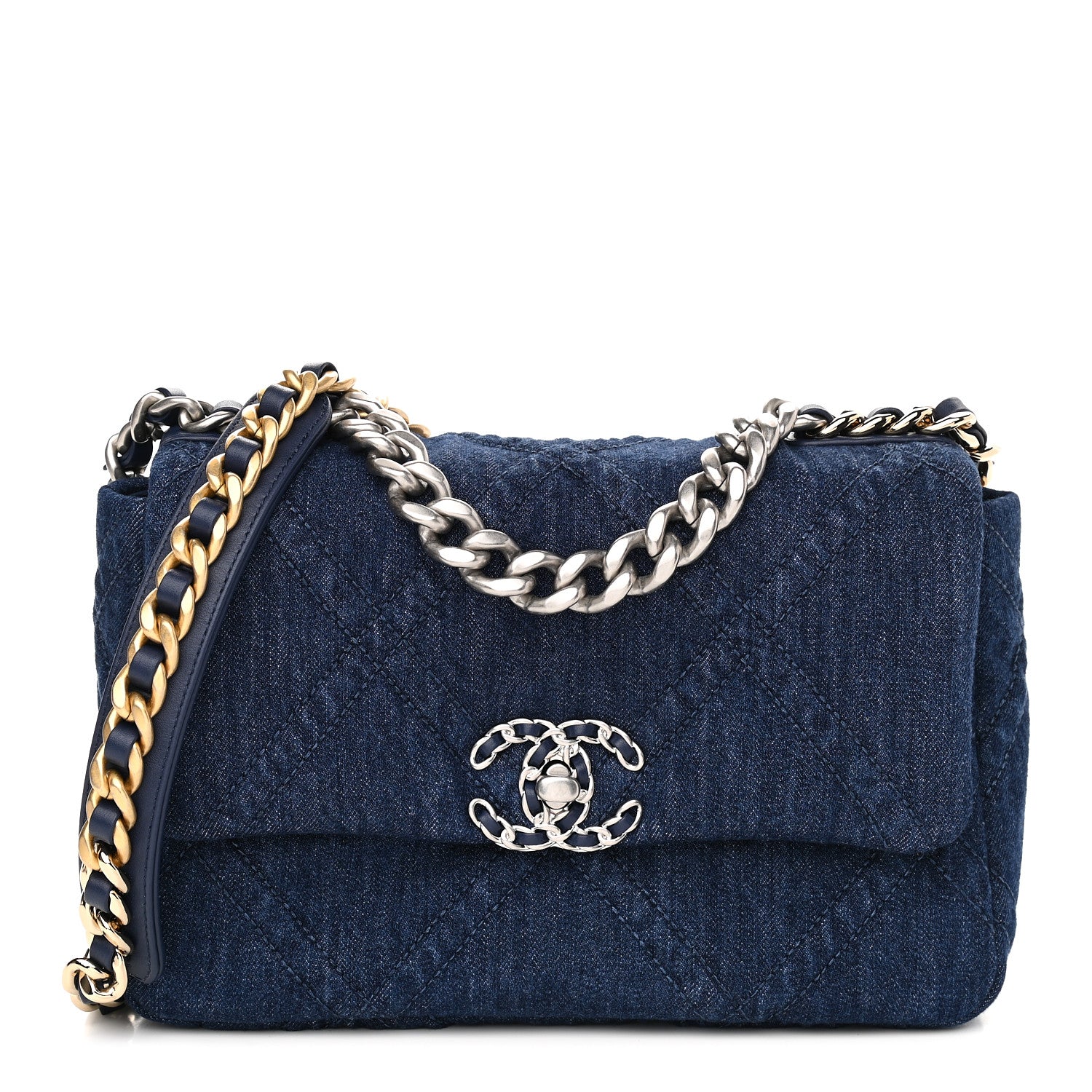 Chanel Denim Quilted Medium Chanel 19 Flap Blue 1 of 8