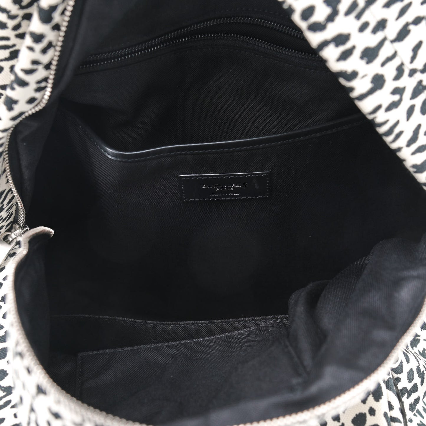 Canvas Leopard Print City Backpack Black White