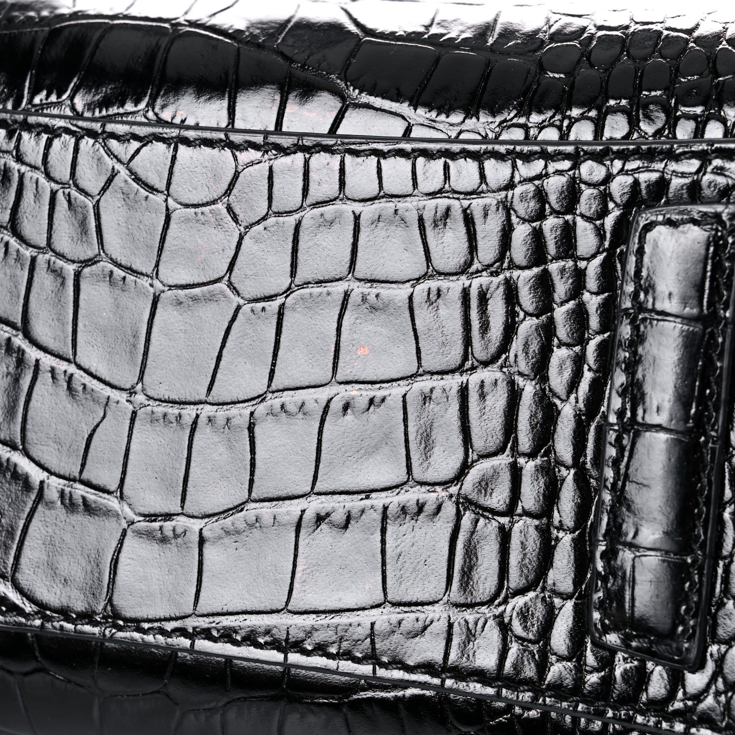 Calfskin Crocodile Embossed Mini Antigona Black