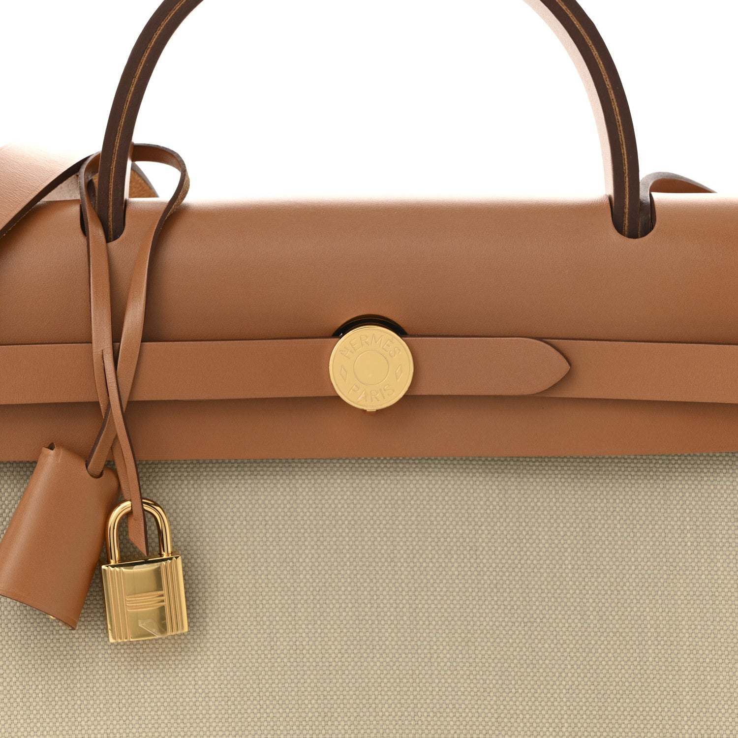 Hermes Military Toile Vache Hunter Herbag Zip Retourne 31 PM Beton Naturel 9 of 11