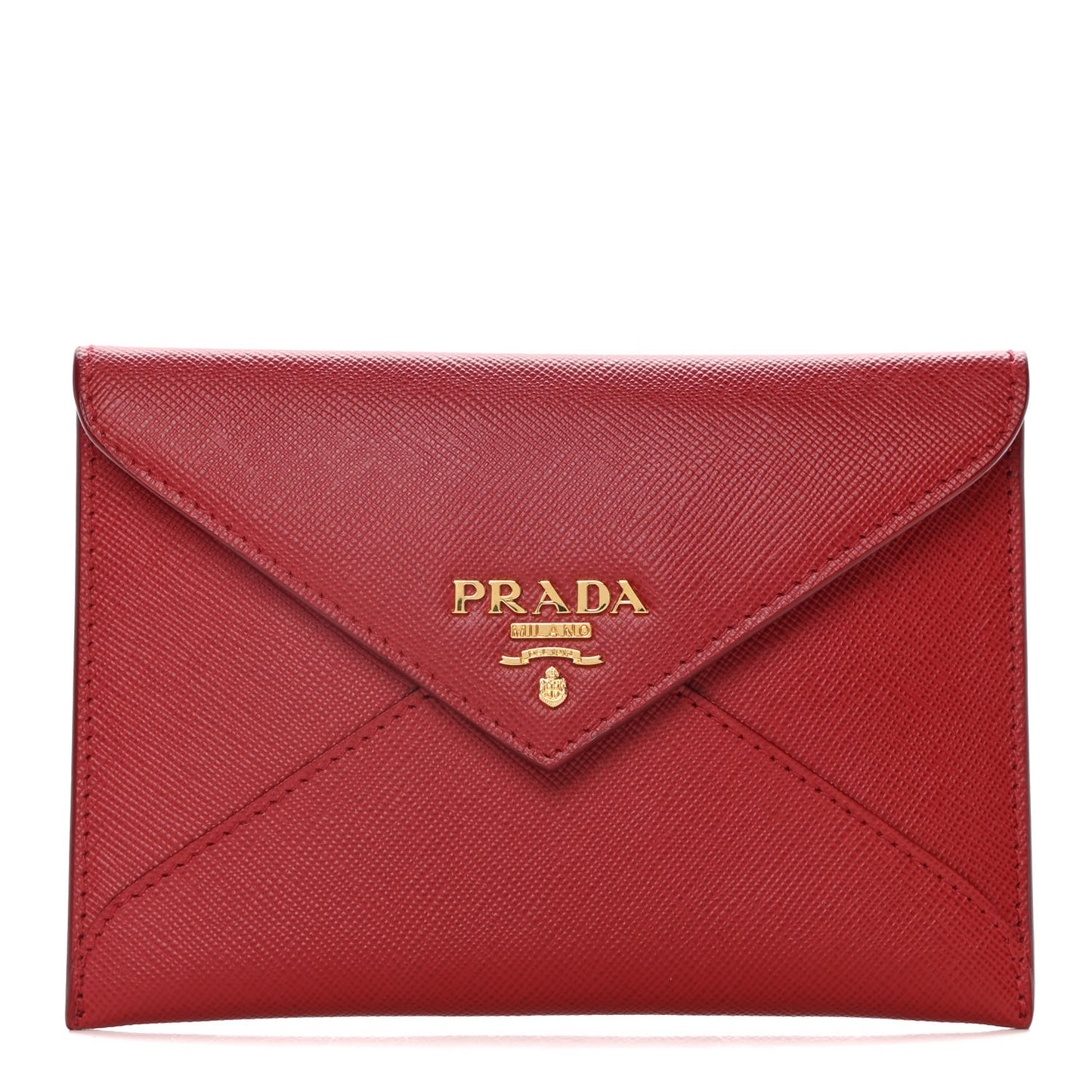 Saffiano Metal Envelope Compact Wallet Fuoco