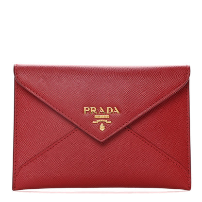 Prada Saffiano Metal Envelope Compact Wallet Fuoco 1 of 12