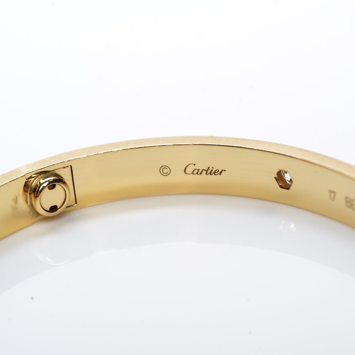 18K Yellow Gold 4 Diamond LOVE Bracelet 17