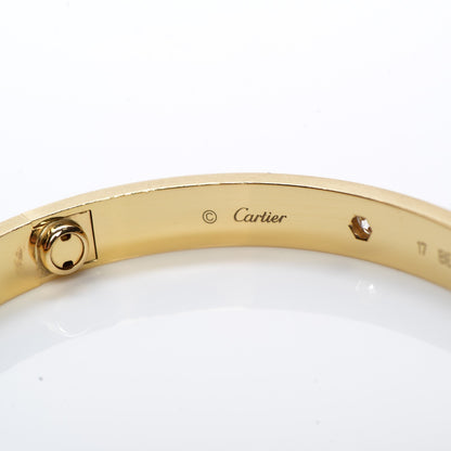 Cartier 18K Yellow Gold 4 Diamond LOVE Bracelet 17 6 of 7