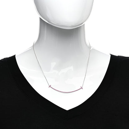 Tiffany 18K White Gold Ruby Large T Smile Pendant Necklace 2 of 5