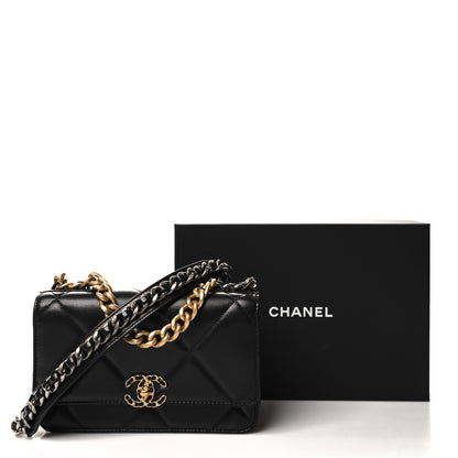 Chanel Lambskin Quilted Chanel 19 Wallet On Chain WOC Black 12 of 12