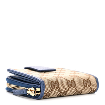 Gucci Monogram Dollar Calfskin Zip Around French Flap Wallet Beige Ebony Caspian 4 of 7