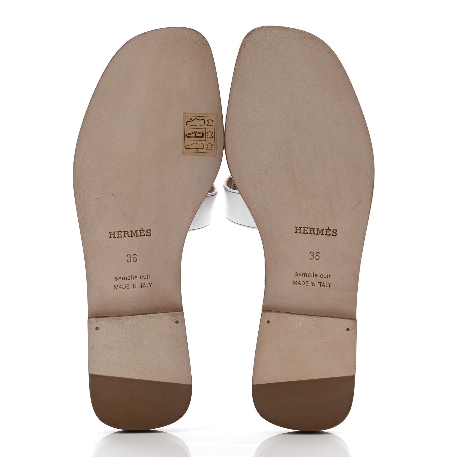 Hermes Box Calfskin Oran Sandals 36 White 5 of 8
