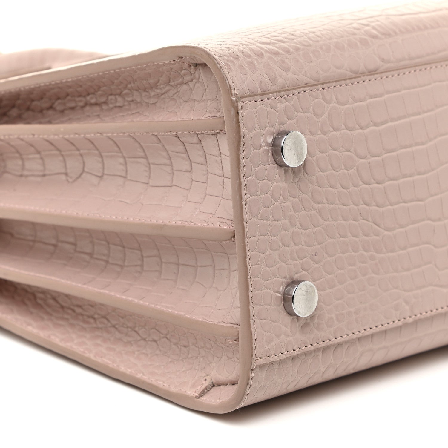 Saint Laurent Calfskin Crocodile Embossed Baby Sac De Jour Rose Antic 8 of 22