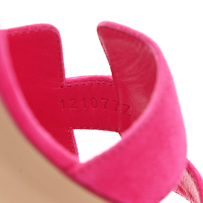 Hermes Suede Goatskin Oasis Sandals 37.5 Rose Fuchsia 8 of 12