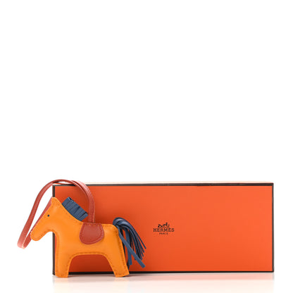 Hermes Milo Lambskin Grigri Rodeo Horse Bag Charm PM Jaune D'Or Bleu Agate Cornaline 4 of 4