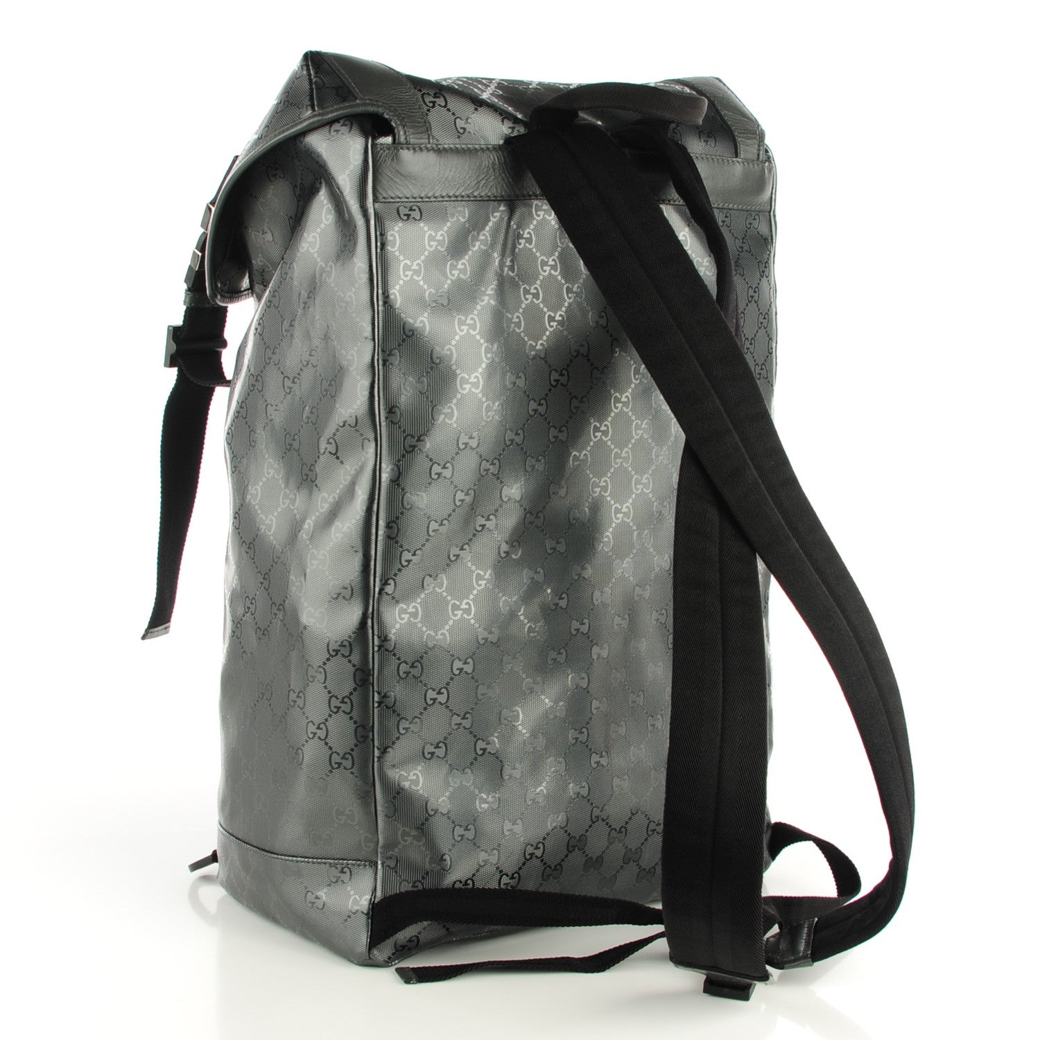 Gucci Imprime Monogram Interlocking G Double Buckle Backpack Platinum Grey 3 of 7