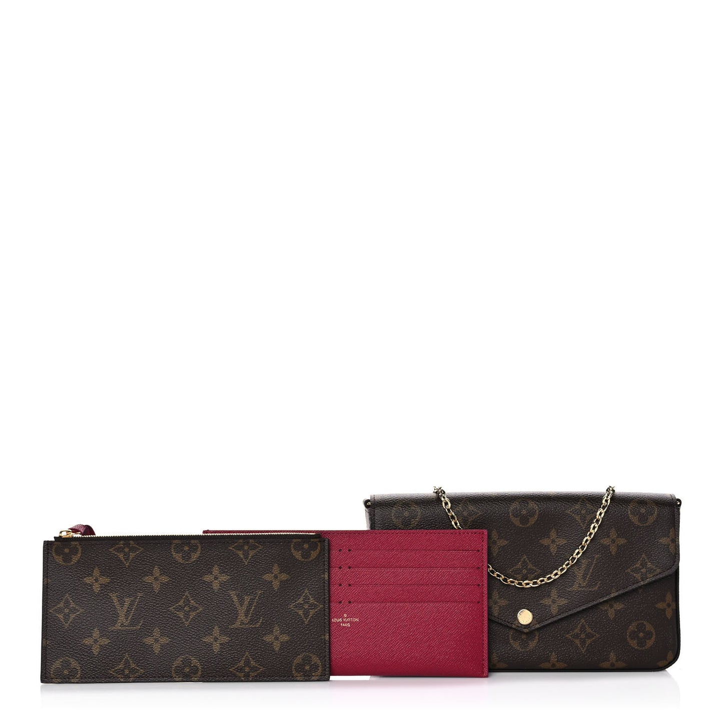 Monogram Pochette Felicie Chain Wallet Fuchsia